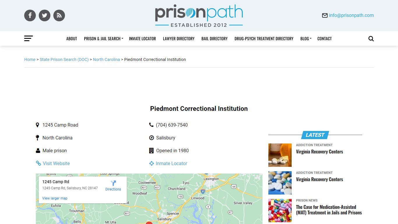 Piedmont Correctional Institution - Prison Inmate Search & Locator ...